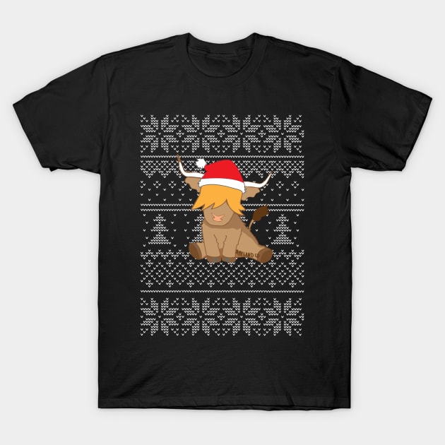 Christmas knitting highland cow T-Shirt by ayelandco